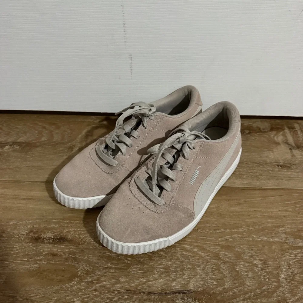 Puma Carina Slim Suede Rosewater Pink Sneakers Womens 8.5